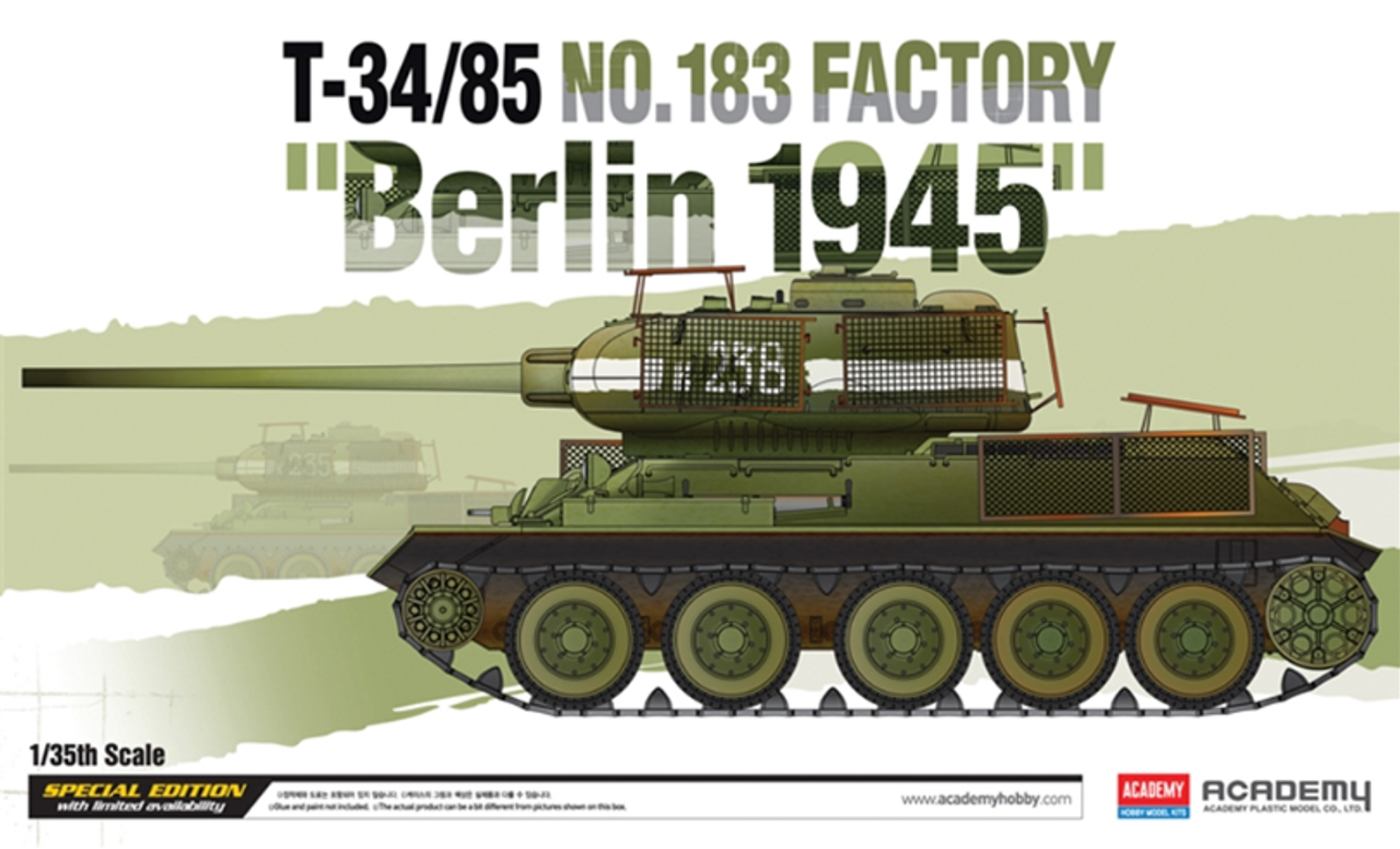 Academy 1/35 Soviet Medium Tank T-34-85 "Ural Tank Factory No. 183" Plastic Model Kit Academy