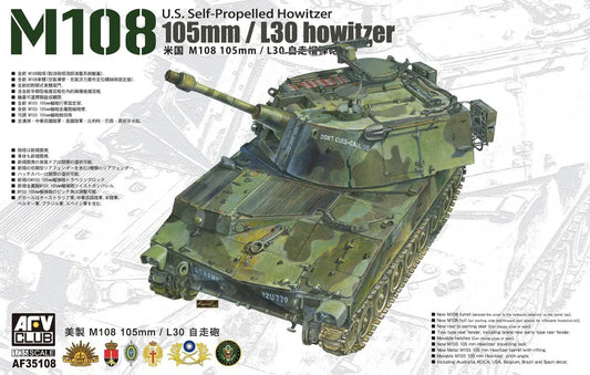 AFV Club 1/35 105mm/L30 Howitzer M108 U.S. Self-Propelled Howitzer *Aus Decal* Model Kit AFV Club