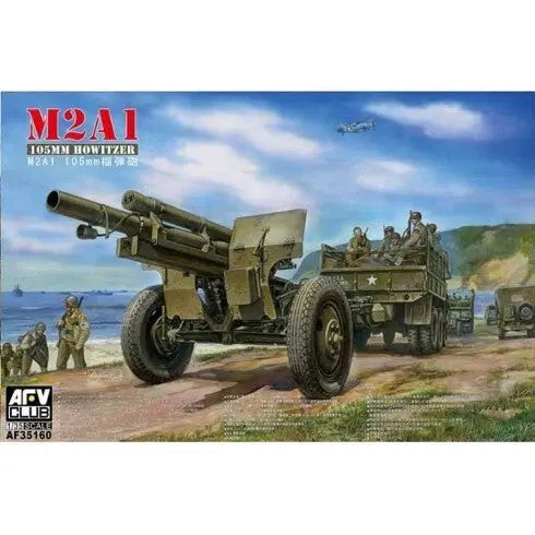 AFV Club 1/35 U.S. WWII 105mm Howitzer M2A1 & Carriage M2 Plastic Model Kit AFV Club