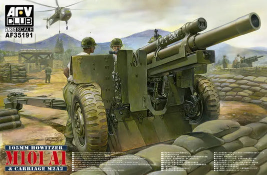 AFV Club 1/35 105mm Howitzer M101A1 & Carriage M2A2 Plastic Model Kit AFV Club