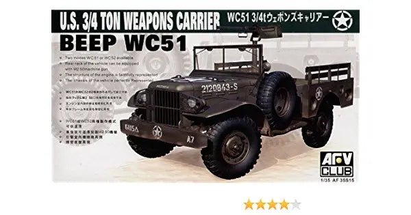 AFV Club 1/35 Wc51 3/4T Weapons Carrier Plastic Model Kit AFV Club