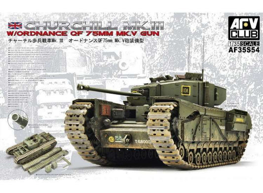 AFV Club 1/35 Churchill Mk.3/75mm w/ Workable Track Plastic Model Kit AFV Club