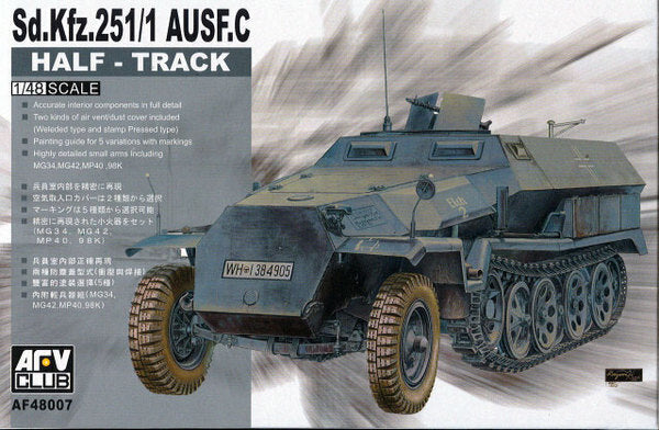 AFV Club 1/48 German Sd.Kfz.25 Ausf.C Half-Track Plastic Model Kit AFV Club