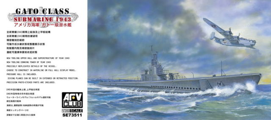 AFV Club 1/350 Gato Class Submarine 1943 Plastic Model Kit