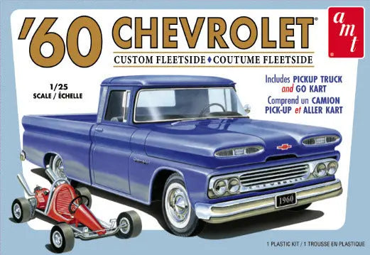 AMT 1/25 1960 Chevy Custom Fleetside Pickup w/Go Kart Plastic Model Kit AMT
