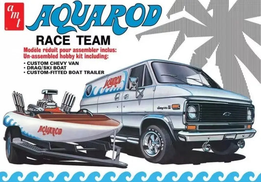 AMT 1/25 Aqua Rod Race Team 1975 Chevy Van, Race Boat & Trailer Plastic Model Kit AMT