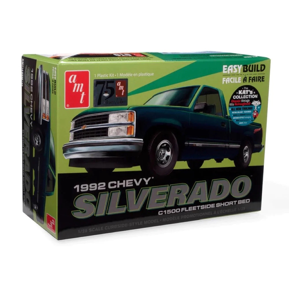 AMT 1/25 1992 Chevrolet Silverado Shortbed Fleetside Pickup Easy Build Plastic Model Kit