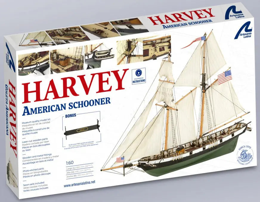 Artesania Latina 1/60 American Schooner Harvey Wooden Model Ship Kit Artesania Latina