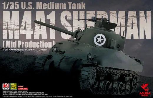 Asuka 1/35 U.S. Medium Tank M4A1 Sherman (Mid Production) Plastic Model Kit Asuka Model