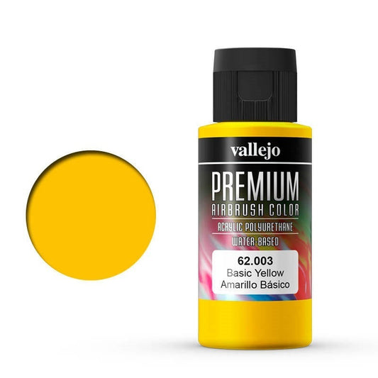 Vallejo Premium Colour Basic Yellow 60 ml Acrylic Airbrush Paint Vallejo