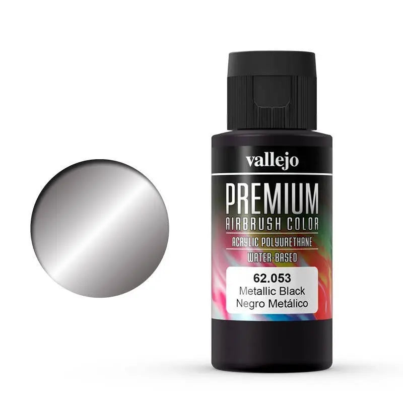 Vallejo Premium Colour Metallic Black 60 ml Acrylic Airbrush Paint Vallejo