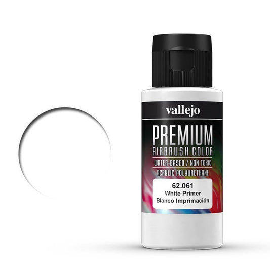 Vallejo Premium Colour White Primer 60 ml Acrylic Airbrush Paint Vallejo