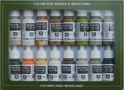 Vallejo Model Colour Earthtones 16 Colour Acrylic Paint Set