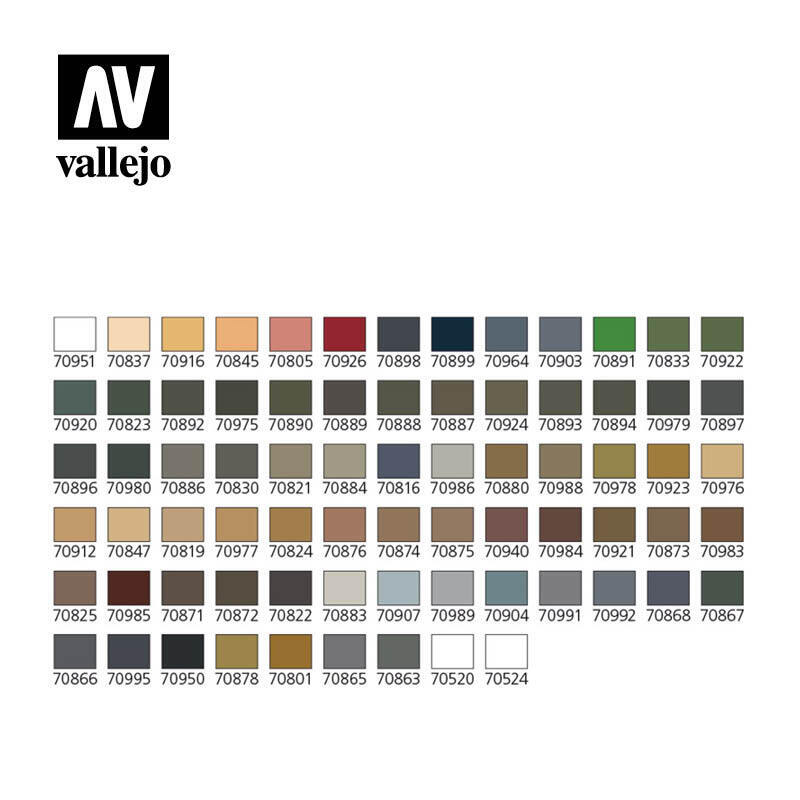 Vallejo Model Colour 72 Military colors + Brushes Plastic Case Acrylic Paint Set
