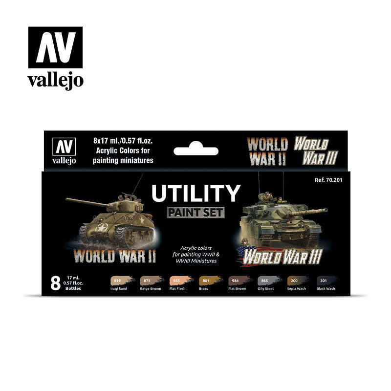 Vallejo Model Colour Utility Paint Set Acrylic 8 Colour Paint Set