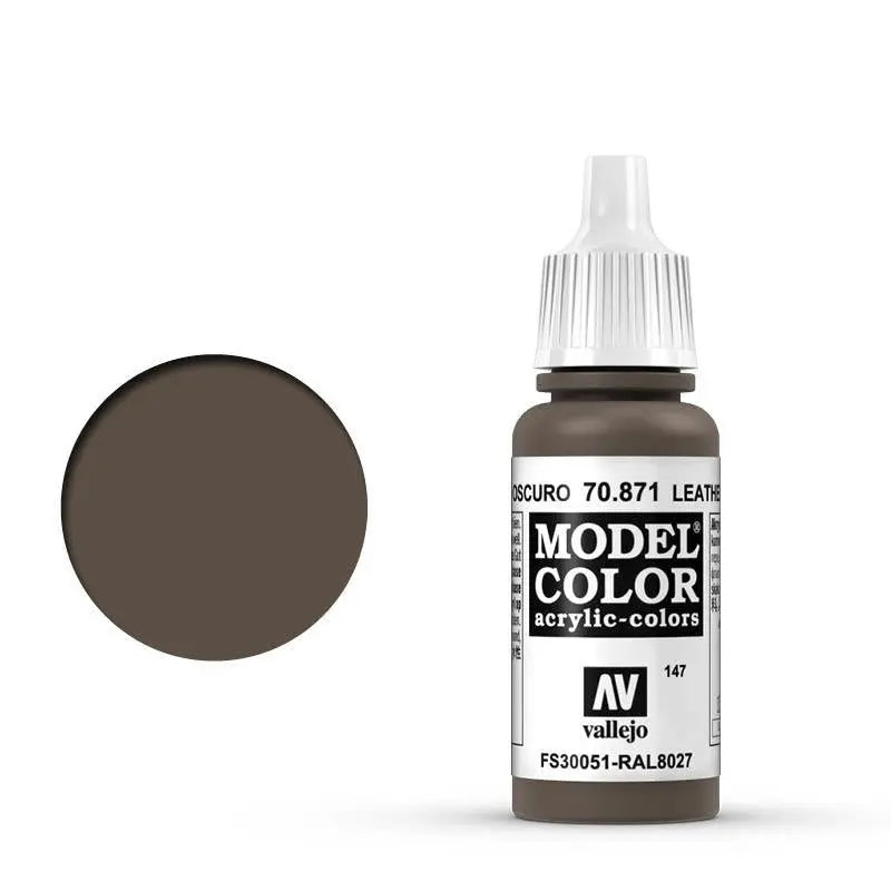 Vallejo Model Colour #147 Leather Brown 17 ml Acrylic Paint Vallejo