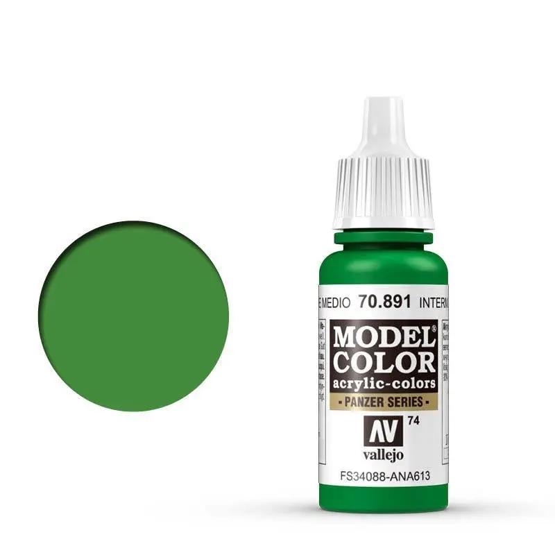 Vallejo Model Colour #074 Intermediate Green 17 ml Acrylic Paint Vallejo