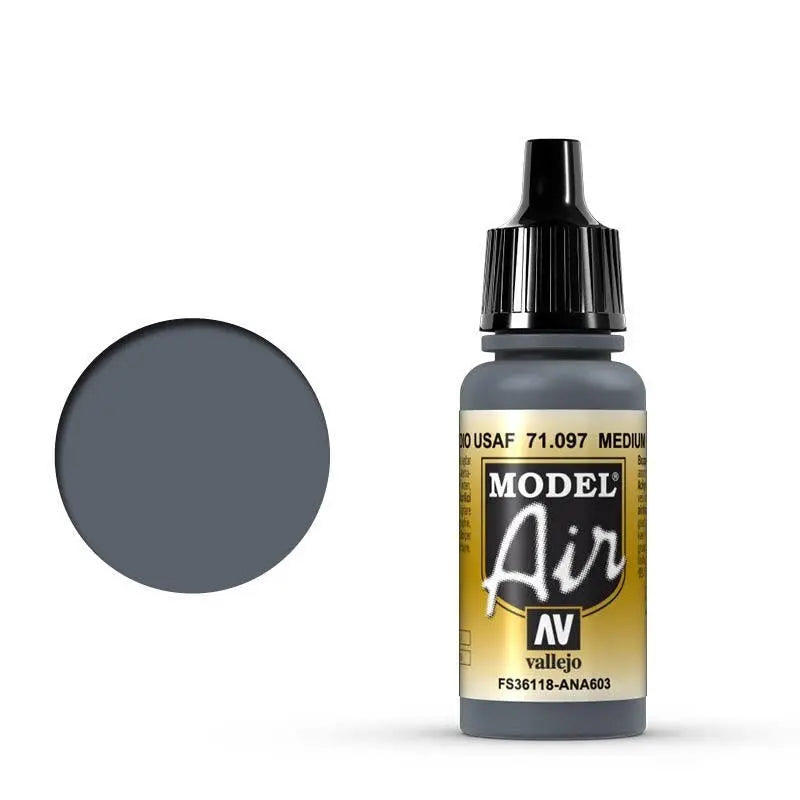 Vallejo Model Air Medium Gunship Gray 17 ml Acrylic Airbrush Paint Vallejo