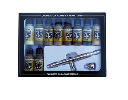Vallejo Model Air Camouflage colors + airbrush 10 Colour + Airbrush Set