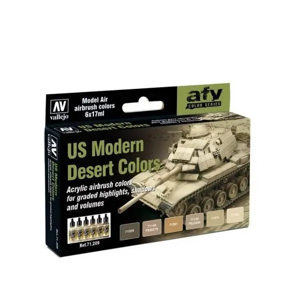 Vallejo Model Air US Modern Desert 6 Colour Acrylic Paint Set Vallejo