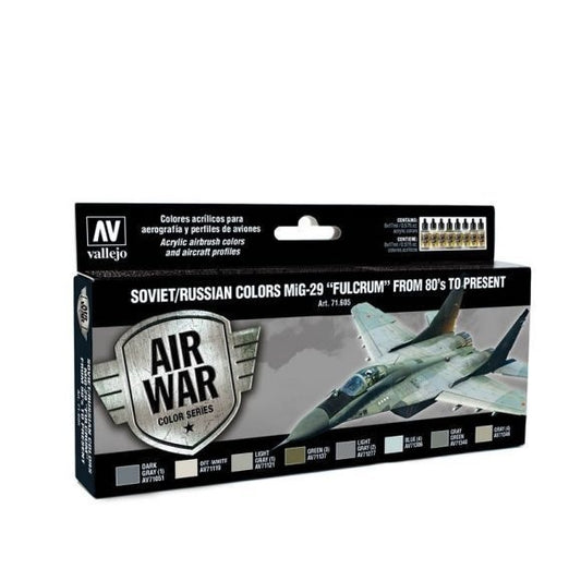 Vallejo Model Air Soviet / Russian MiG-29 "Fulcrum" from 80's to present Acrylic Paint Set