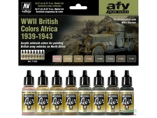Vallejo Model Air WWII British Colors Africa 1939-1943 8 Colour Acrylic Paint Set