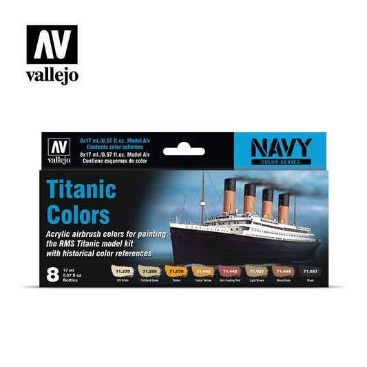 Vallejo Model Air Titanic Colours Acrylic 8 Colour Paint Set