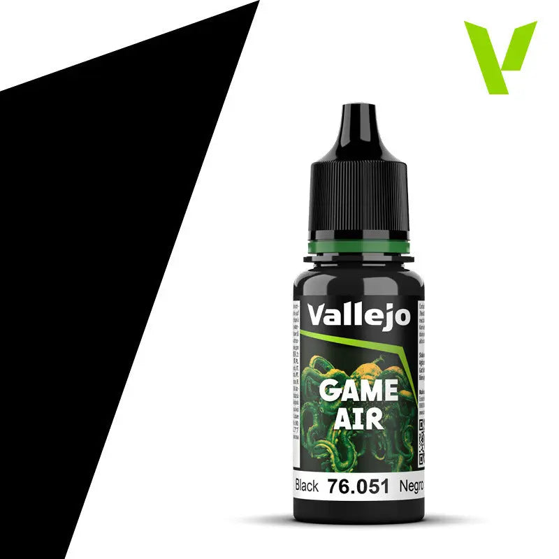 Vallejo Game Air Black 18 ml Acrylic Paint - New Formulation Vallejo
