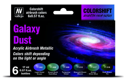 Vallejo Eccentric Colorshift Galaxy Dust (6 Colour Set) Acrylic Airbrush Paint Set