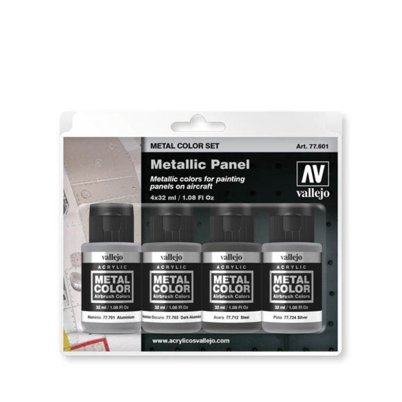 Vallejo Metal Colour Metallic Panel 4 Colour Acrylic Paint Set Vallejo