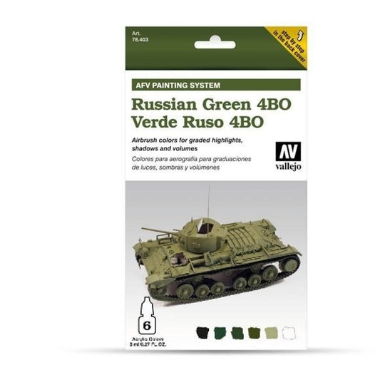 Vallejo Model Air AFV Set Verde Ruso 4BO 6 Colour Acrylic Paint Set