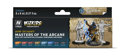 Vallejo Wizkids Premium set: Masters of the Arcane Acrylic Paint Set (8 Colour Set)