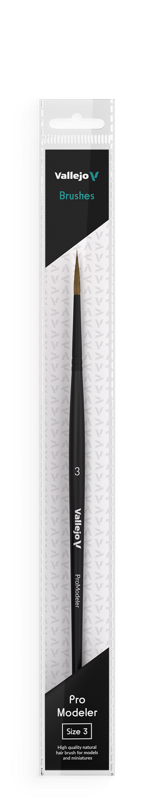 Vallejo Hobby Brushes: Pro Modeler Natural Hair Round Brush No. 3 Vallejo