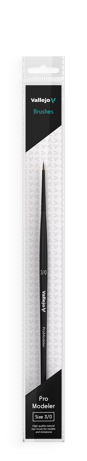 Vallejo Hobby Brushes: Pro Modeler Natural Hair Round Brush No. 3/0 Vallejo