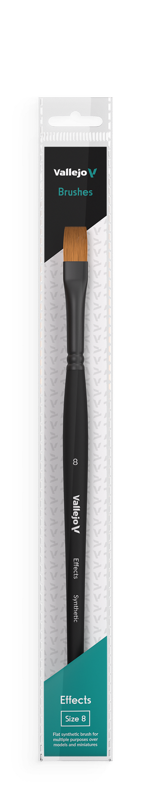 Vallejo Hobby Brushes: Effects Flat Rectangular Synthetic Brush No. 8 Vallejo