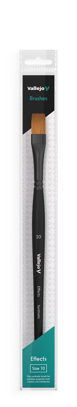 Vallejo Hobby Brushes: Effects Flat Rectangular Synthetic Brush No. 10 Vallejo