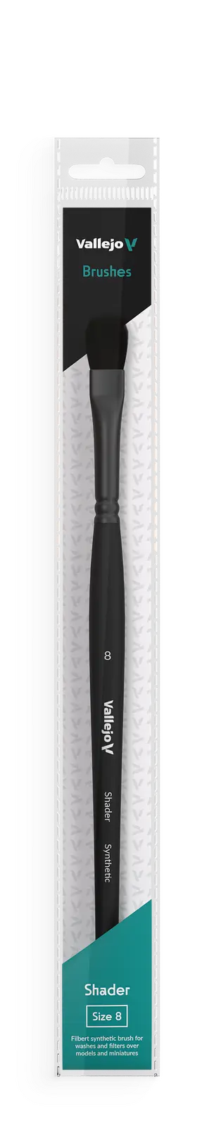 Vallejo Hobby Brushes: Shader Filbert Flat Synthetic Brush No. 8 Vallejo