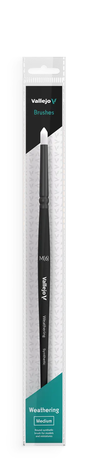 Vallejo Hobby Brushes: Weathering Round Synthetic Brush Medium Vallejo