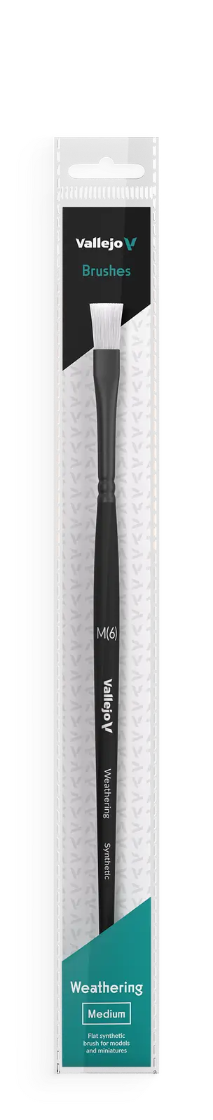 Vallejo Hobby Brushes: Weathering Flat Synthetic Brush Medium Vallejo