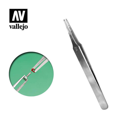 Vallejo Flat Rounded Stainless Steel Tweezers (120 mm) Vallejo
