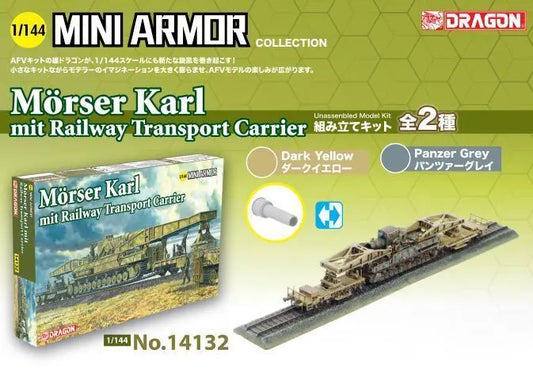 Dragon 1/144 Morser Karl mit Railway Transport Carrier Plastic Model Kit Dragon