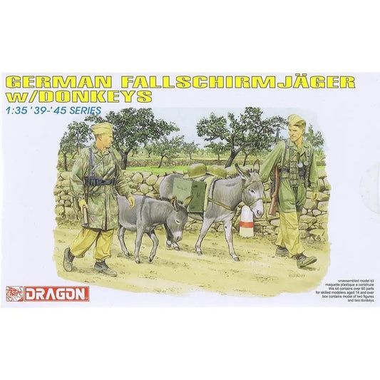 Dragon 1/35 German Fallschirmjager w/Donkeys Plastic Model Kit Dragon