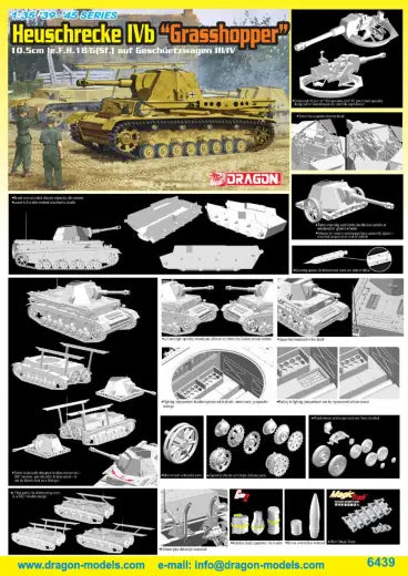 Dragon 1/35 HEUSCHRECKE IVb "GRASSHOPPER" 10.5cm le.F.H.18/6(Sf.) auf GESCHÜETZWAGEN III/IV Dragon