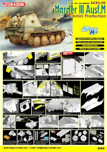 Dragon 1/35 Sd.Kfz.138 Marder III Ausf.M Initial Production Plastic Model Kit Dragon