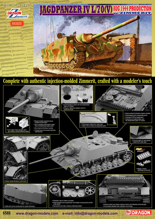 Dragon 1/35 JAGDPANZER IV L/70(V) AUG 1944 PRODUCTION w/ZIMMERIT Dragon