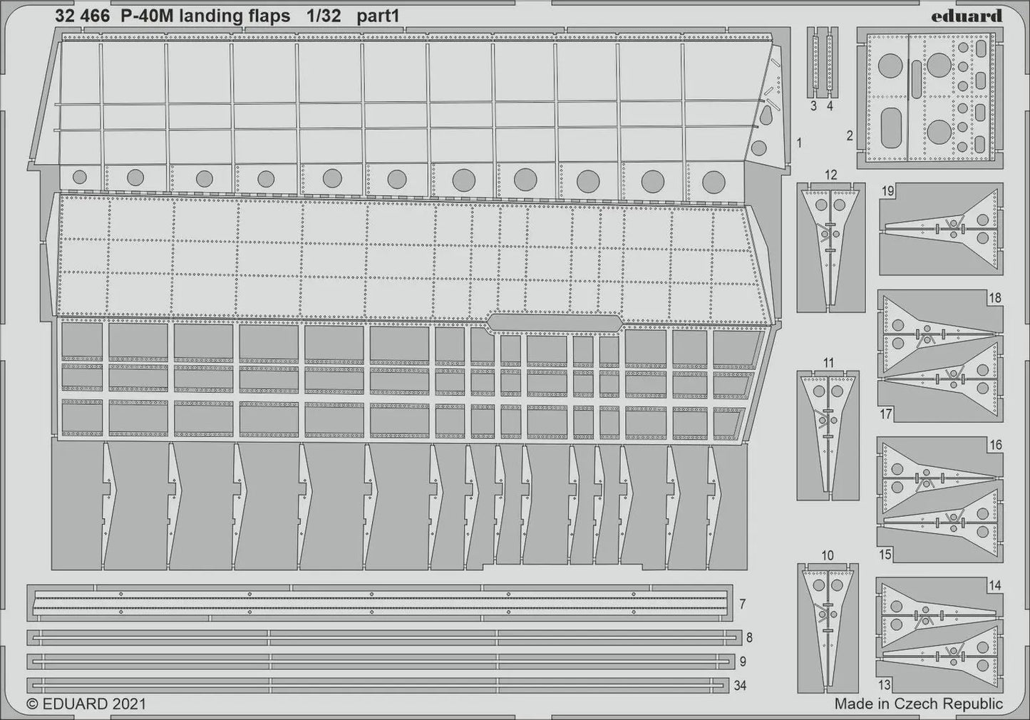Eduard 1/32 P-40M landing flaps Photo etched parts Eduard