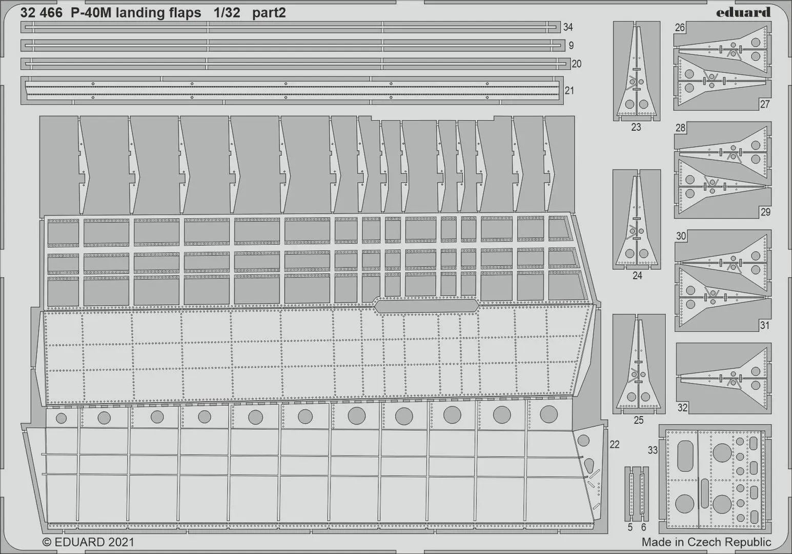 Eduard 1/32 P-40M landing flaps Photo etched parts Eduard