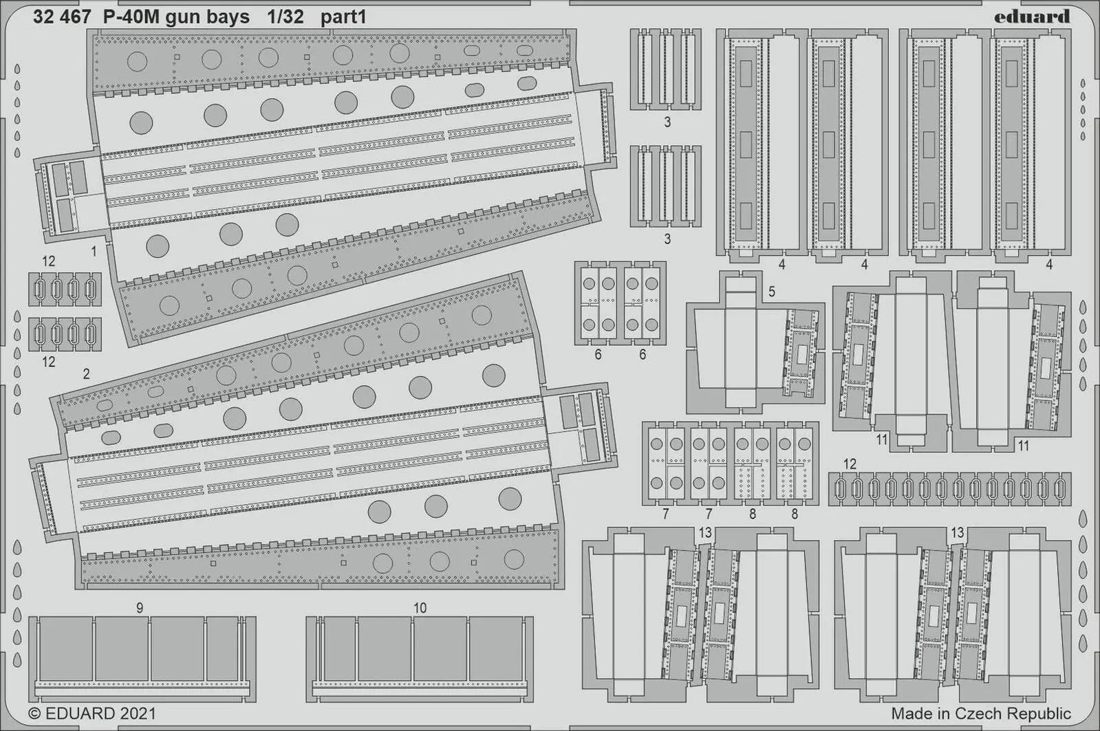 Eduard 1/32 P-40M gun bays Photo etched parts Eduard