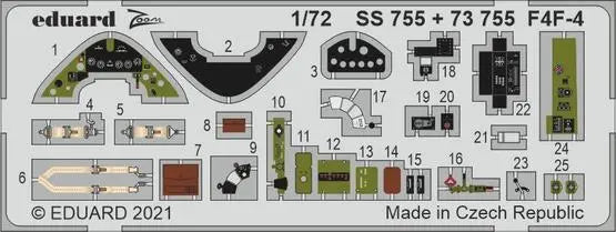 Eduard 1/72 F4F-4 (Arma Hobby) Colour Photo Etch Set Eduard