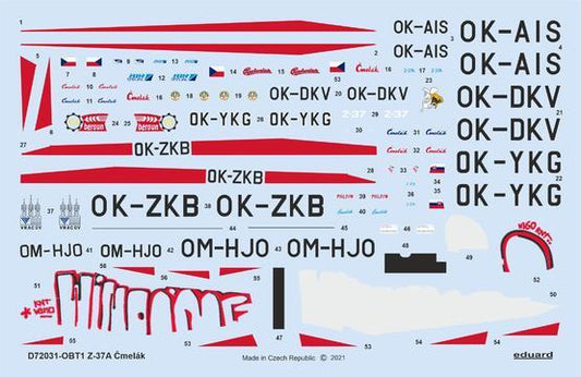 Eduard 1/72 Z-37A Čmelák Decals Eduard